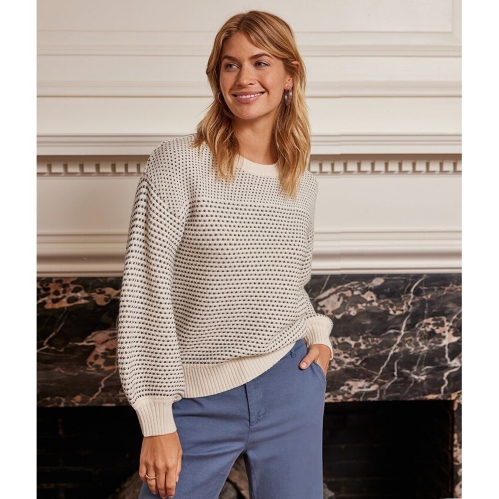 Summersalt Sweater 1XL Luxe Cashmere Wool Blend Mix Stitch Balloon Sleeve Crew